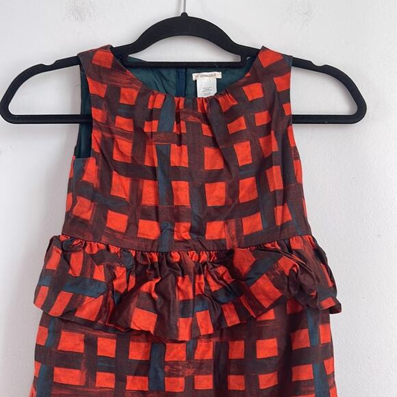 J. Crew Crewcuts cotton sleeveless plaid peplum ruffle dress sz 8 - Picture 2 of 7